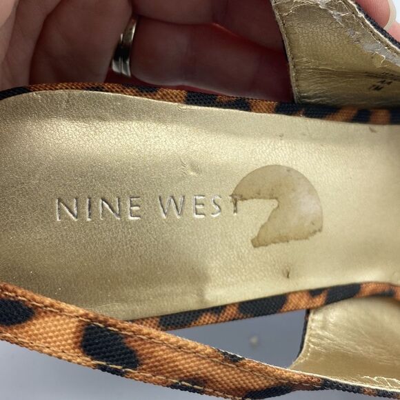 Nine West Animal Print Peep Toe Stiletto Heel Slingback Sandals Brown Size 7M - Picture 5 of 6